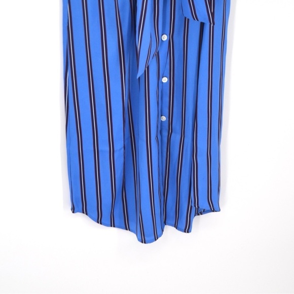 NEW Rails Lacey Button Down Wrap Dress Midi Long Sleeve Silky Stripe Blue XS - Picture 5 of 10